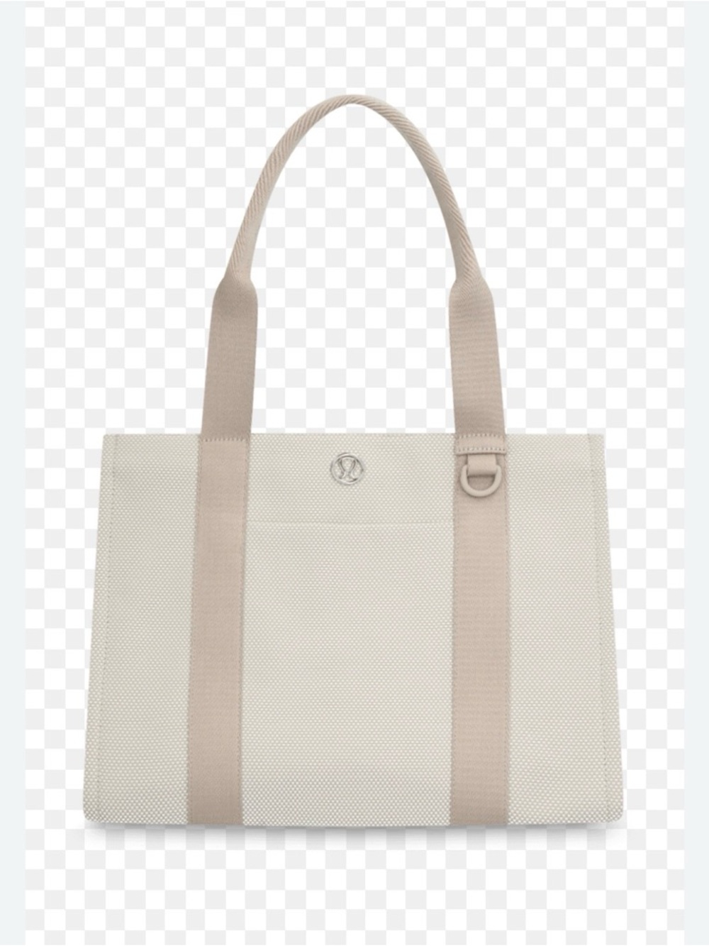 Large  Lululemon Cream Canvas Tote 10L with Beige Straps